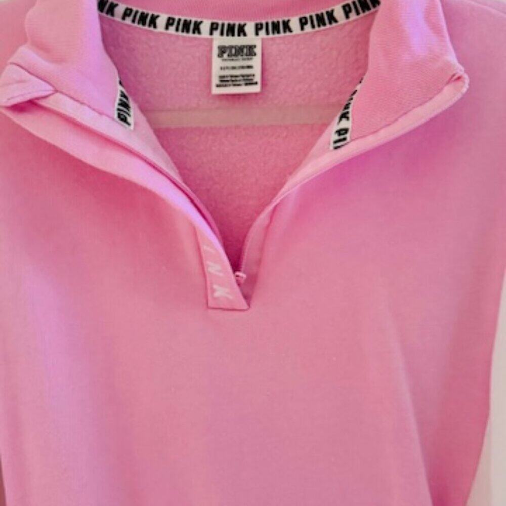 VS PINK Pastel Pink Colorblock Quarter Zip Sweatshirt S Preppy Soft Girl EUC - Picture 5 of 8